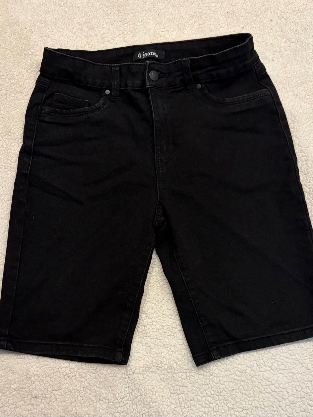 D.Jeans Black Denim Bermuda Shorts Stretch Mid Rise Size 4
